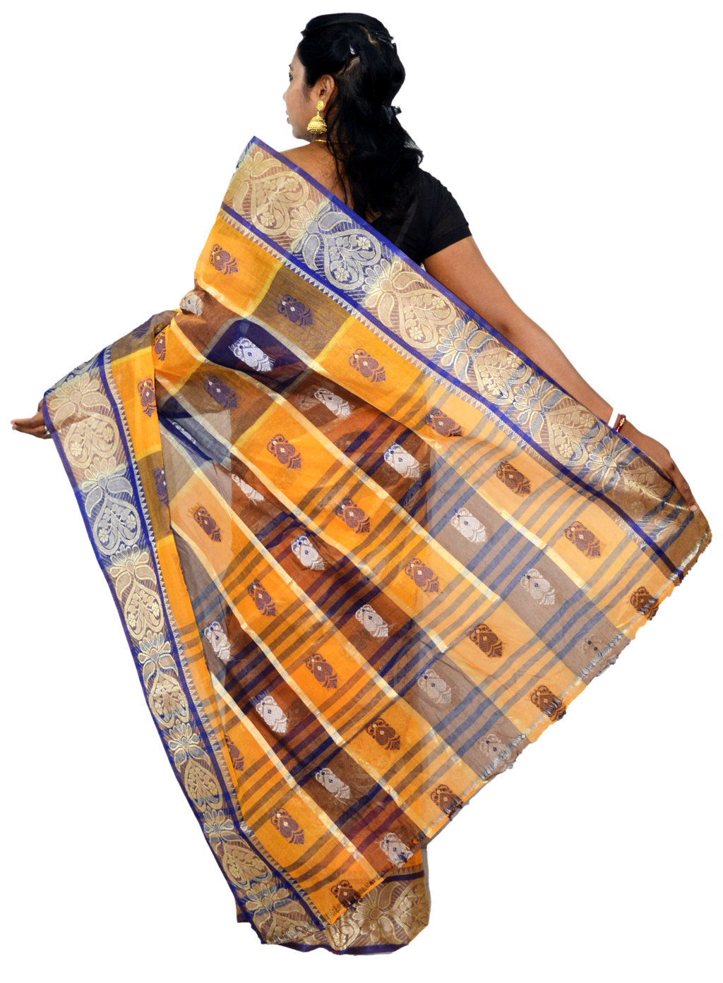 Orange Pure Cotton Krishnakali_Ankit Tant Saree (770)